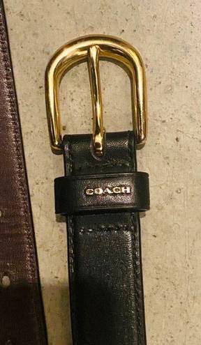 Coach Black Brown Leather Belt with Gold-toned Hardware, Size Medium