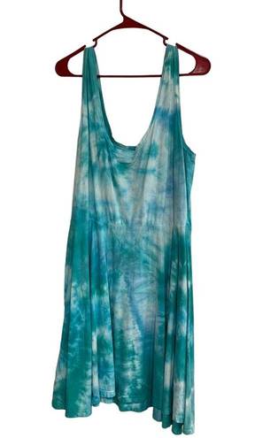 Krass&co Dharma Trading  Tie Dye Tunic Mini Dress Cover Up Size L 100% cotton Jersey