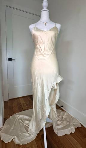 Forever 21 Silk Cream Maxi Dress w/ Train