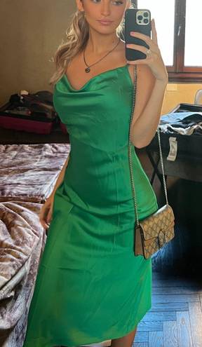 Pretty Little Thing Green Satin Dress