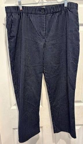 The Loft  Outlet Original Straight Blue White Striped Elastic Waist Pants Size 14