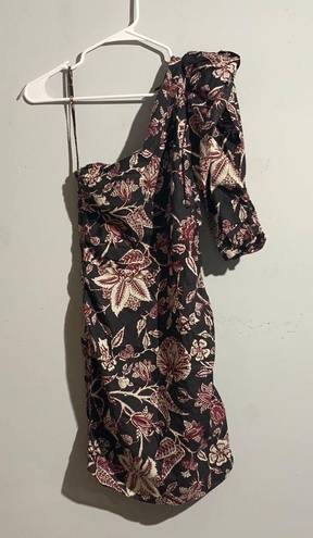 Isabel Marant Lilia One Shoulder Floral Print Mini Dress Asymmetrical Cotton Dress