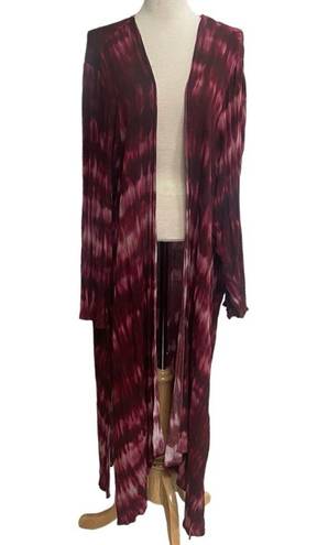 Torrid Women's  Wine Tie Dye Gauze Kimono Cardigan Size 4 Red Long Sleeve EUC