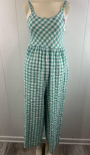 Nordstrom  NWT gingham checkered jumpsuit with tie back in Green wasabi. Size S.