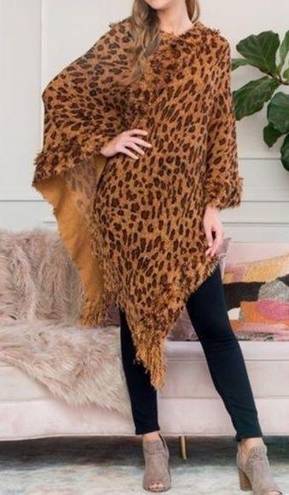 Cognac Leopard Print Poncho Size undefined