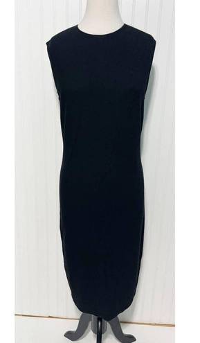 Vince  Ribbed Knit Fitted Pencil Midi Dress Sleeveless Scoop Neck Black Large