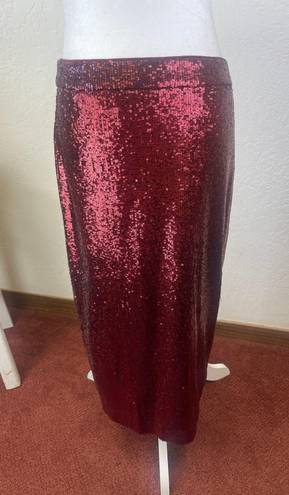 A.L.C. Val Sequin MIDI Pencil Skirt Burgundy Red in size 10