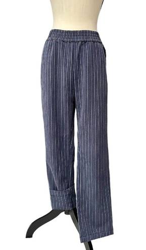 Umgee  Pinstripe Navy Pull On Trousers Size Medium