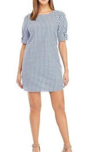 Crown & Ivy  Gingham Seersucker Bowed Puff Sleeve Shift Dress M