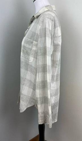 Lou & grey  Dove Gray Buffalo Check Button Down Boyfriend Shirt Medium