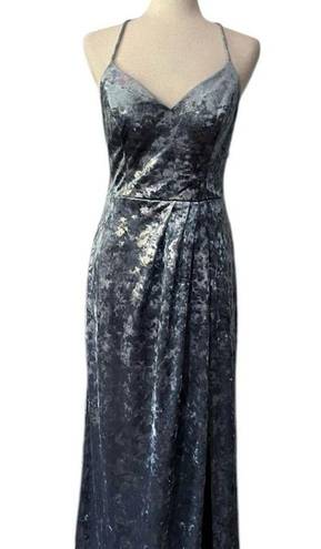 City Triangles  Printed Velvet Faux Wrap Spaghetti Strap Maxi Gown Dress NEW  11