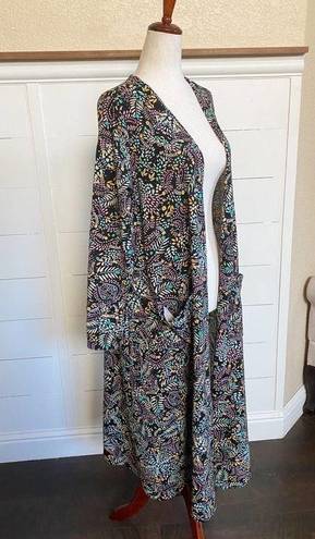 LuLaRoe  Black Multi Color Floral Vines Sweater Duster size M