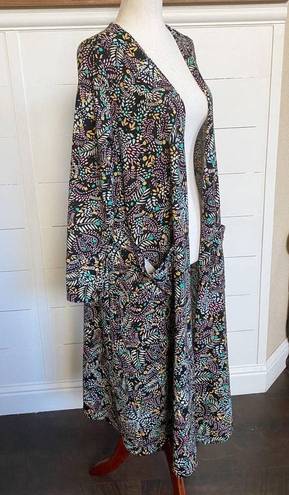 LuLaRoe  Black Multi Color Floral Vines Sweater Duster size M