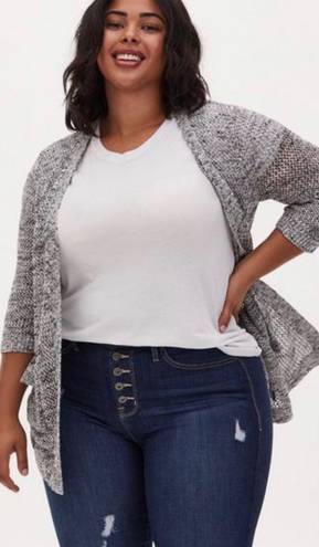 Torrid Grey Pointelle Open Front Cardigan