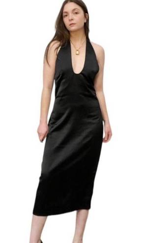 Jason Wu  Satin $300 Large Halter Midi Dress- Black NWT