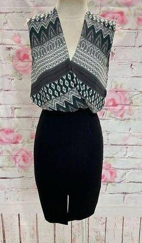 L'Agence L’Agence sleeveless wrap top geo print blouse look pencil skirted dress size 0