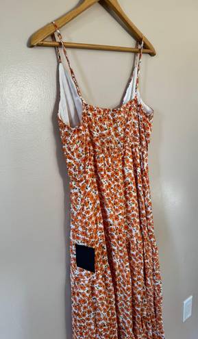 Lulus Orange Floral  Tiered Maxi Dress Size M NWT