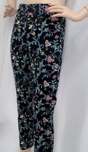 The Loft "" BLACK FLORAL MODERN SKINNY ANKLE CAREER CASUAL TROUSERS PANTS SZE: 14 NWT