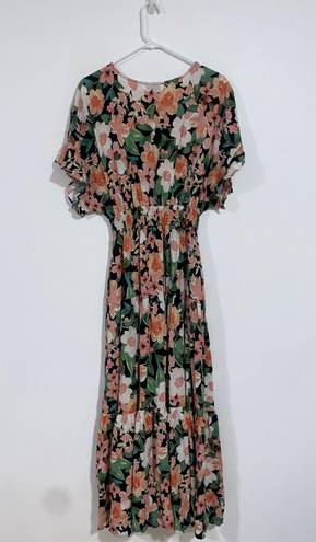 Petal and Pup  Peach Floral Cautilina Maxi Dress