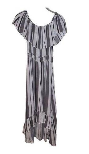 New Look  Women Black White Striped High Low MIDI Off  The Shoulder Dress Small