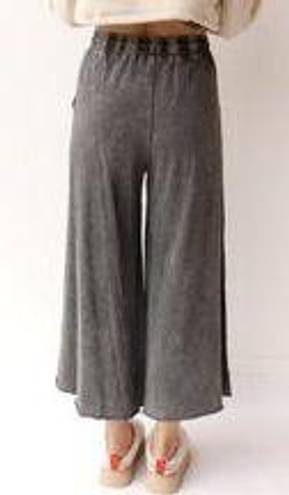 washed terry knit wide leg pants