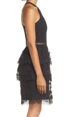 Heartloom  Black Victoria Ruffle Lace Halter Mini Dress Women's Size Small NWT