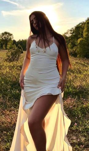 Forever 21 Silk Cream Maxi Dress w/ Train