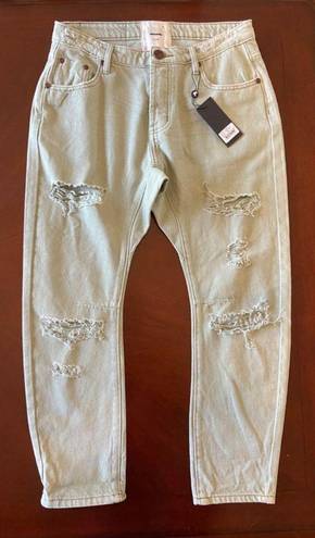 One Teaspoon  Free People Collab Faded Khaki Saints Boyfriend Jeans Size 26 NEW