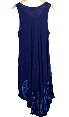 The Moon Sakkas and Stars Batik Caftan Tank Dress / Cover Up in Shades of Blue