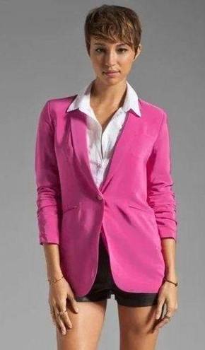 Elizabeth and James NWT  Ruched Sleeve Crepe Heather Blazer in Fuchsia Pink 0 $495