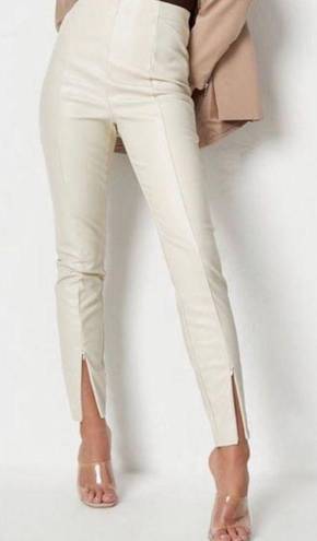 Missguided  Leggings Split Hem PU Cream-4