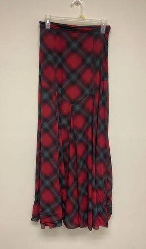 Kimchi Blue  Women's Plaid Red Long Skirt High Waist