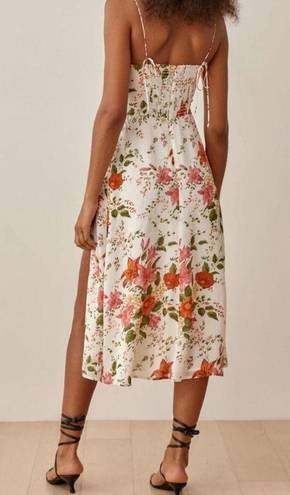 Sunfere Erica Printed Lace Up Slit Midi Dress Multiple Size M