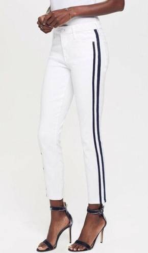 MOTHER Denim White Blue Striped The Looker Ankle Jeans 29