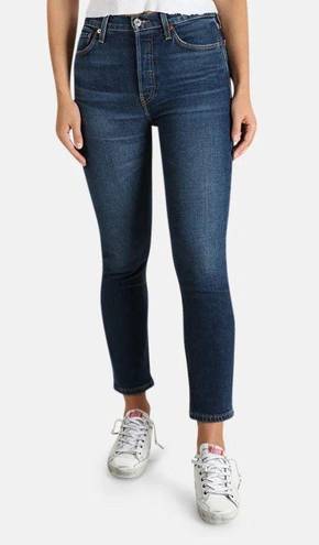 RE/DONE  COMFORT STRETCH HIGH RISE CROP JEAN IN MIDNIGHT BLUE