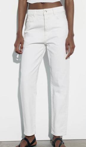 ZARA white high rise mom jeans