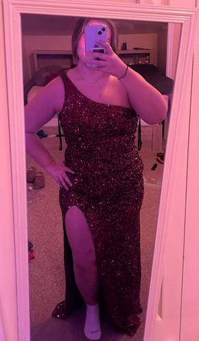 Windsor Burgundy One-Shoulder Sequin Dress