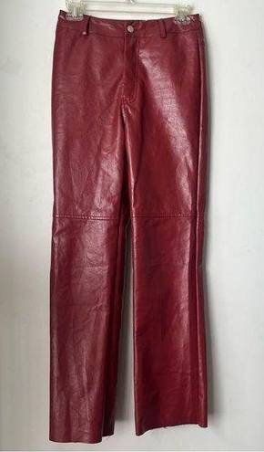 Princess Polly Macey Burgundy Faux Leather Pants 2