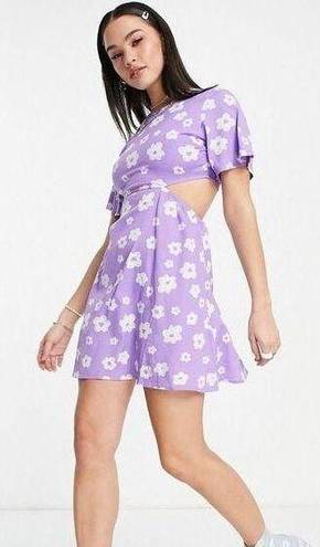 Daisy Street  Lavender & White Floral Mini Dress with Cutouts, NWT