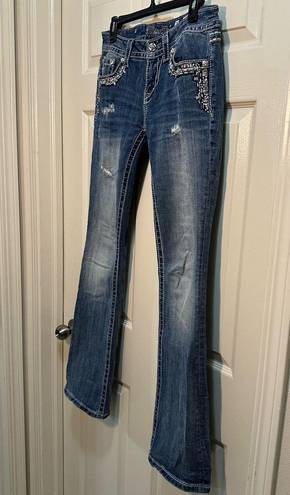 Miss Me Women’s  Mid-Rise Bootcut Jeans Distressed Medium Wash Size 28