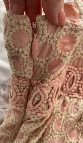 Juicy Couture Pale Pink Crochet Detailing A-line 100% Cotton Lined Mini Dress, size 0