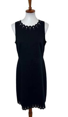 Loft  LBD Sheath Dress Laser Cutouts Black Size 8