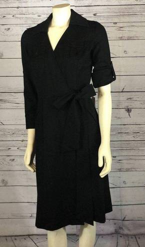 Etcetera NWT  black wrap dress with long sleeves size 2