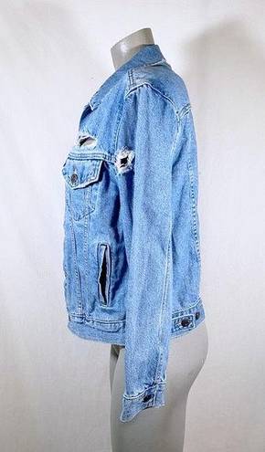 Levis Distressed Ex-Boyfriend Denim Trucker Blue Jean Jacket~M~ 