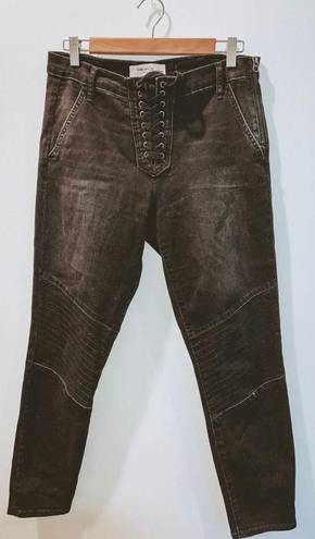 Gap Black Laced Skinny Jeans With Biker Detail On Knees