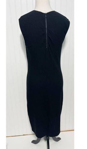 Vince  Ribbed Knit Fitted Pencil Midi Dress Sleeveless Scoop Neck Black Large