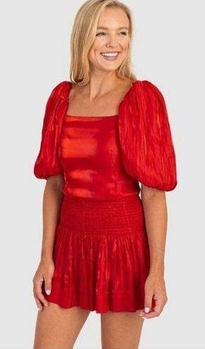 Koch NWT  Logan Puff Sleeve Crop Top in Flame Red