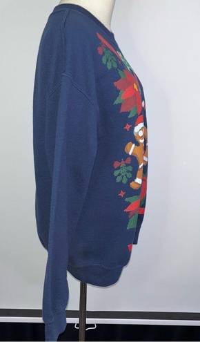 Gildan Ugly Christmas Gingerbread Man Heavy Blend Sweatshirt Navy Blue Medium