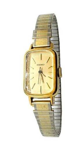 Seiko  Women's Wristwatch Rectangle Manual Wind Analog Silver and Gold