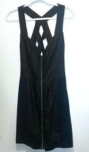 Opening Ceremony  Black Linen Bustier Dress Exposed Front Zipper Cut Out